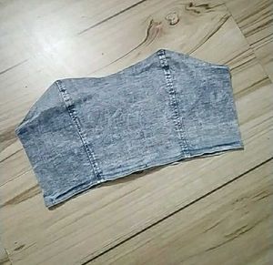 Denim Tube Crop Top