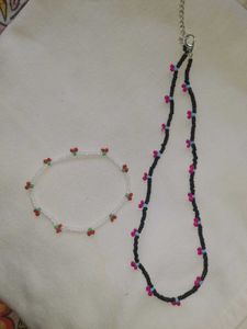 Beaded Cherry Necklace & Bracelet Set 🍒