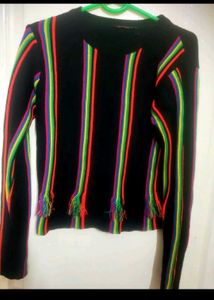 Striped Tassel Sweater