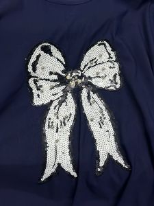 Dark Blue Top With Sleeves And Front Design