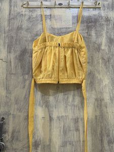 Yellow Tie-Up Crop Top