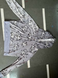 Grey Floral Hoodie