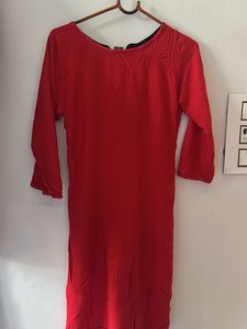 Red Embellished Kurti