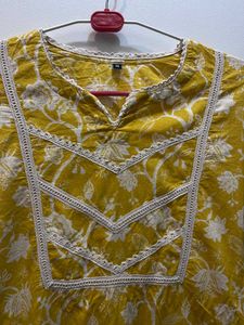 Yellow Floral Print Kurti
