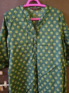 Green Printed Kurta