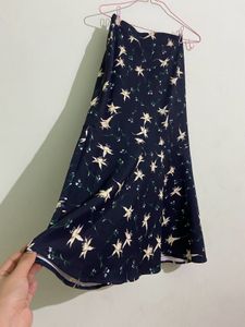 Royal Blue Printed Midi Skirt
