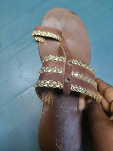 Brown Leather Chain Sandals