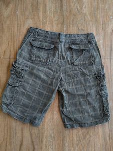 Plugg coffee brown Plaid Cargo jorts