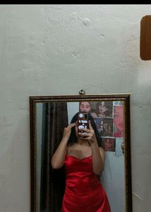 Backless Red Satin Dress