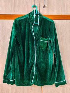 Bottle Green Velvet Women&#39;s Pajama Set