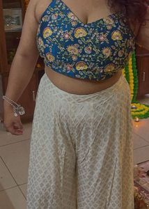 Embroidered Crop Top & Palazzo Set
