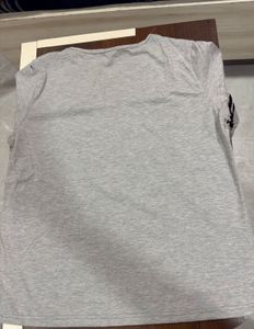 Gray Striped Sleeve Tee