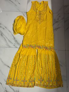 Yellow Sharar Set Party Wear Wedding Dress