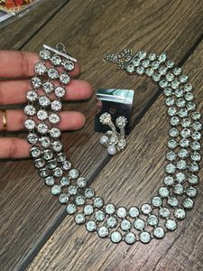 Sparkling Silver Necklace &amp; Earrings Set