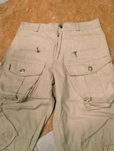 Khaki Cargo Capri Pants