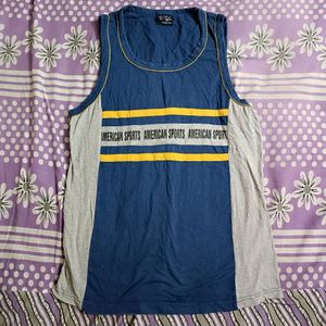 Blue And Grey Sleevless Tshirt