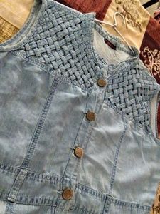 Denim Button-Front A-Line Dress