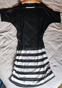 Black N White Long Dress Size L-XL