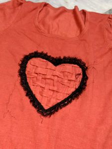 Cute Heart Detail Top