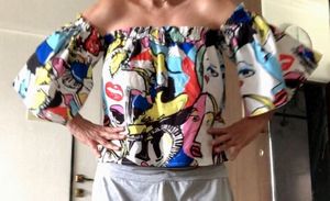 Unique Print Off Shoulder Top