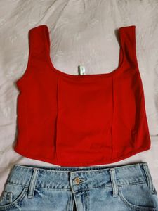 Red Corset-Like Top
