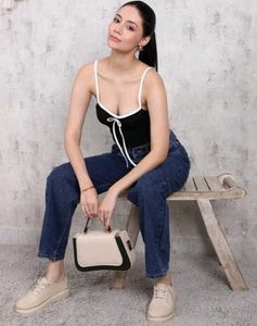 Shein Spaghetti Strap Ruched Bow Detail Ribbed