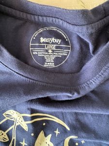 Navy Blue casual printed t shirt for women