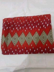 74)New Red Printed Beautiful Saree