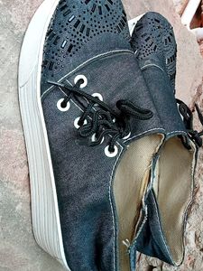 Denim Embroidered Shoes