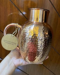 Copper Pitcher with Glass