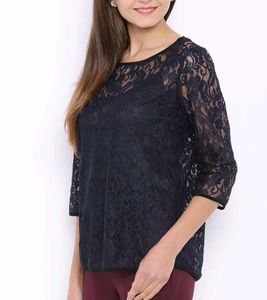 Avirate Navy Lace Top