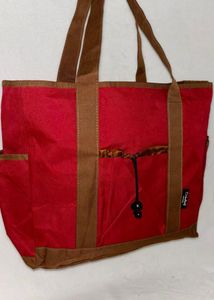 Red & Brown Tote Bag