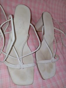 White Lace-Up Heels