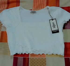 White Ribbed Roadster Crop Top
