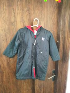 Stylish long Kids Black Hooded Jacket