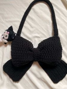 Pink Crochet Bow Bag