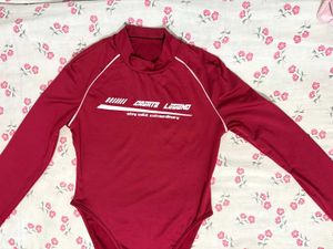 Maroon Long Sleeve Swimsuit