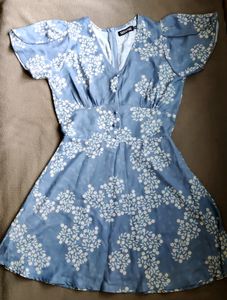 **Price Drop**Light Navy Blue Fit and Flare Dress