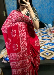 Festive Sarees Red & Pure Cotton
