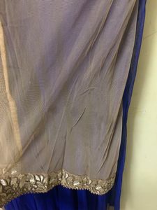 Navy Blue Gown Suit With Chunni