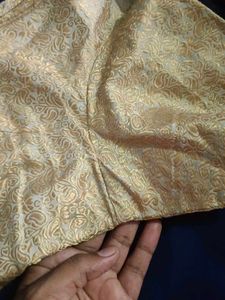 White Blouse Golden Zari Design