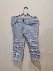 Ripped Light Wash Denim Jeans