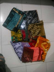 10 Piece Orange Printed Saree