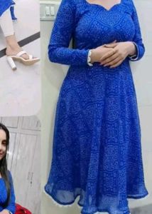 Blue Printed Ethnic Dress