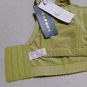Olive Green Floral Embroidered Bra