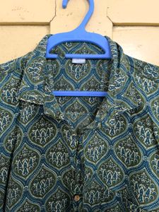 Hand Block Paisley Printed Men&#39;s Shirt