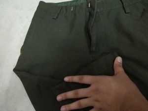 Olive Green Cropped Trousers