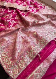Brand New Munga Silk Saree- Rani Colour
