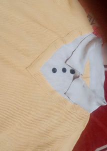 Yellow Knit V-Neck Top