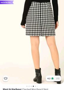 Brand New Black and White Checked Mini Skirt